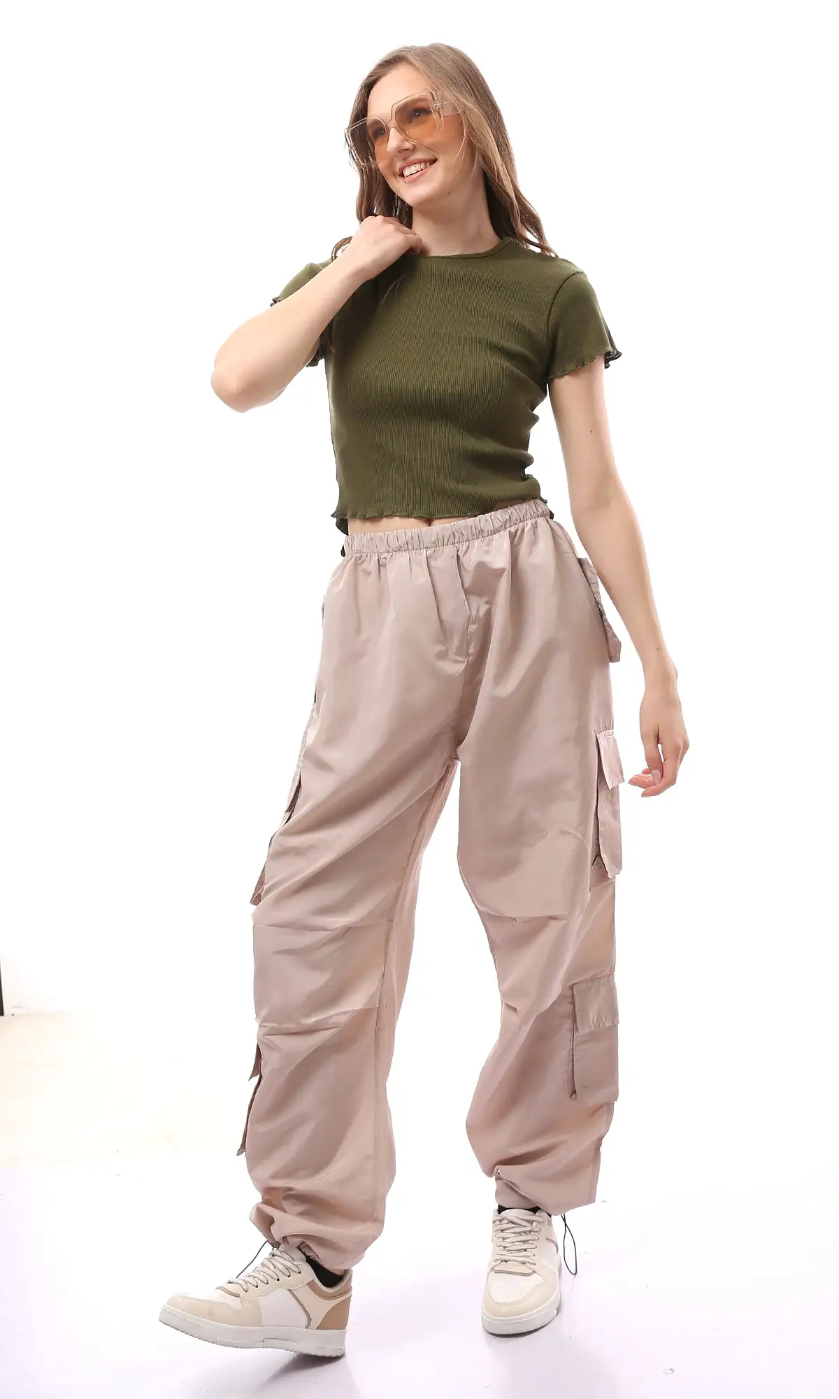 O170599 Slip On Beige Waterproof Casual Pants