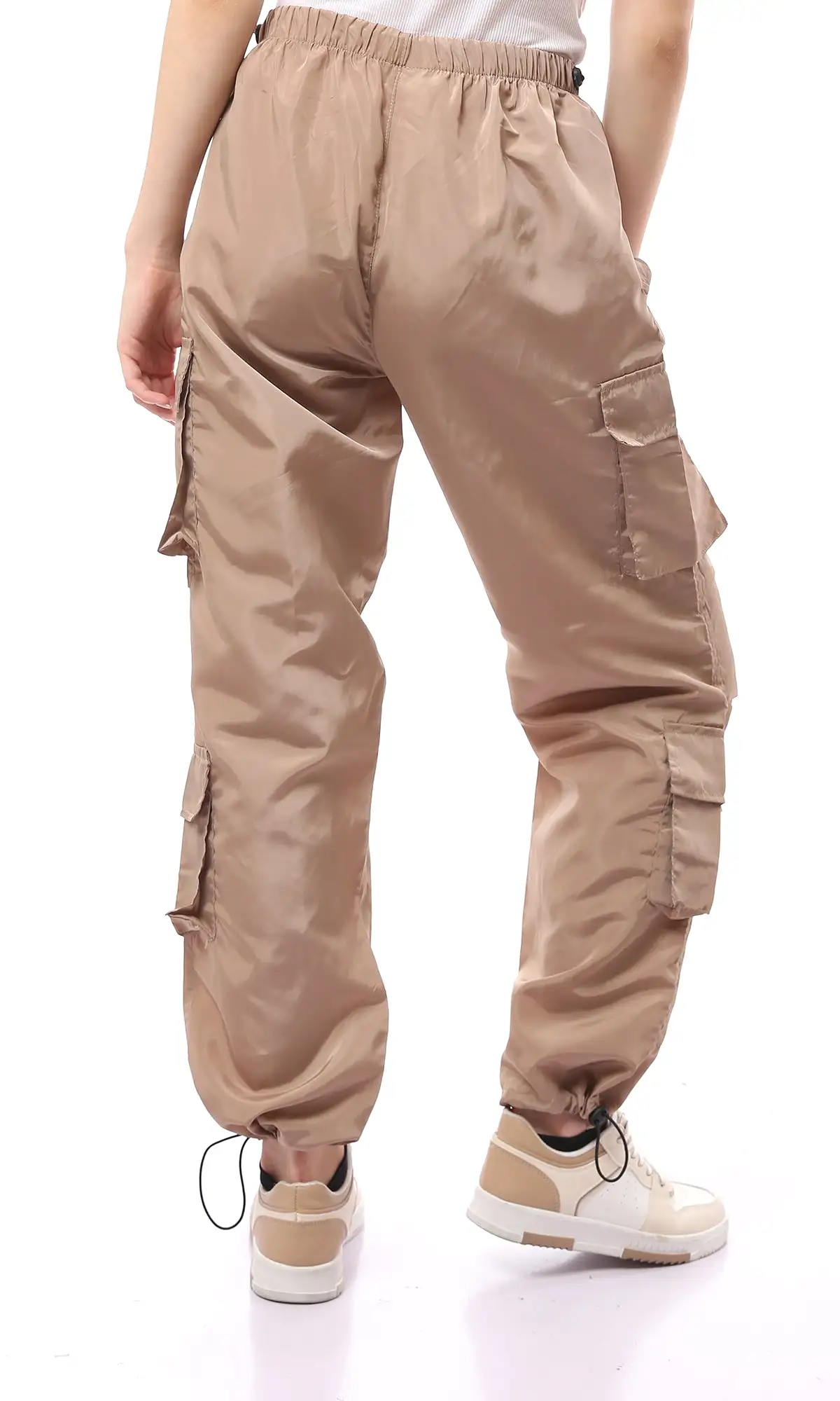 O170603 Coffee Casual Waterproof Pants With Hem