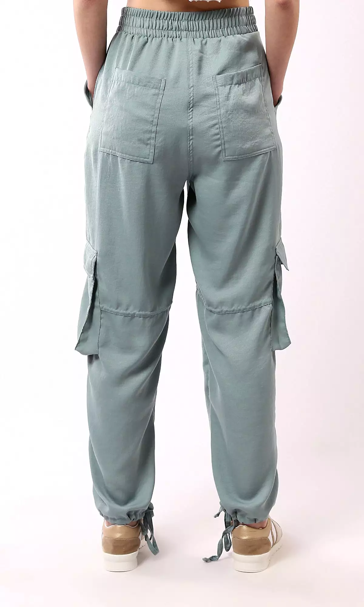 O179139 Casual Mint Jogger Pants With Multiple Pockets