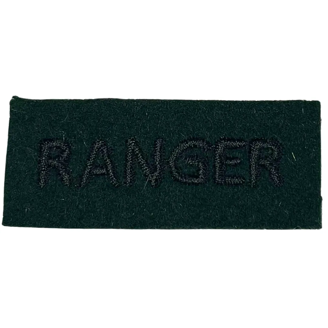 OR No1 Dress RANGERS Qualification Badge - Rifle Green - Black Emb -5cm x 2cm