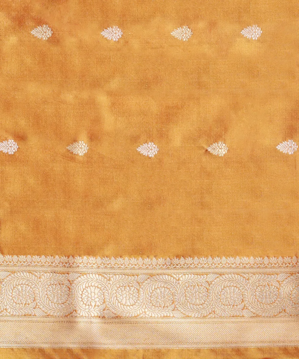 Orange And Gold Handloom Pure Katan Silk Zari Tanchoi Banarasi Saree