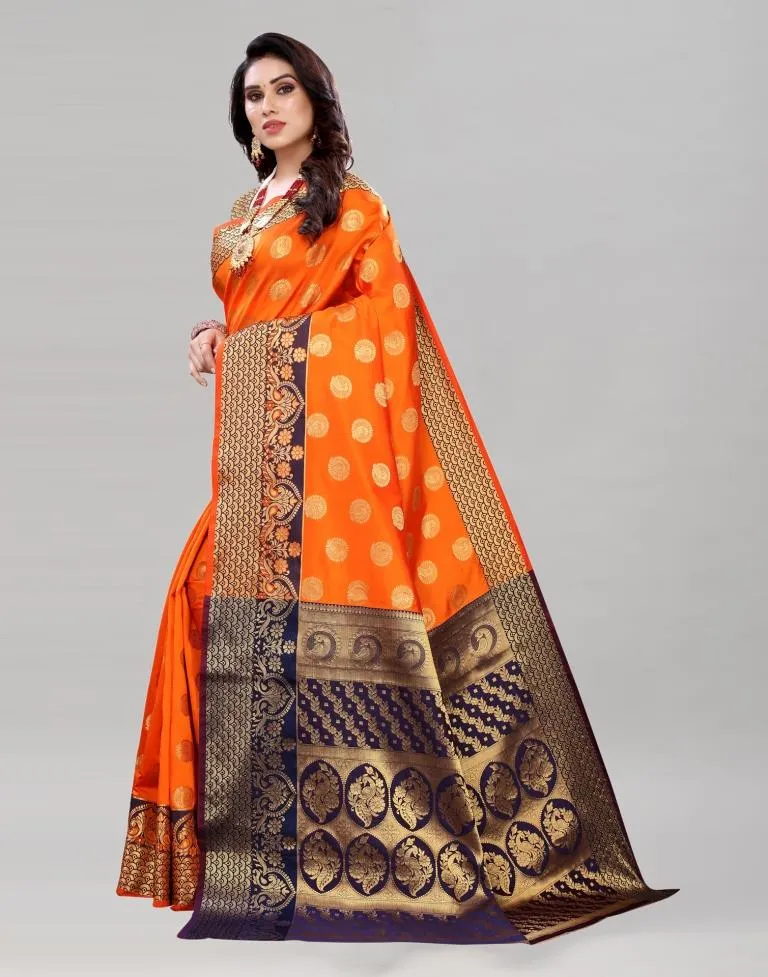 Orange Banarasi Saree