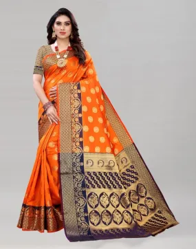 Orange Banarasi Saree