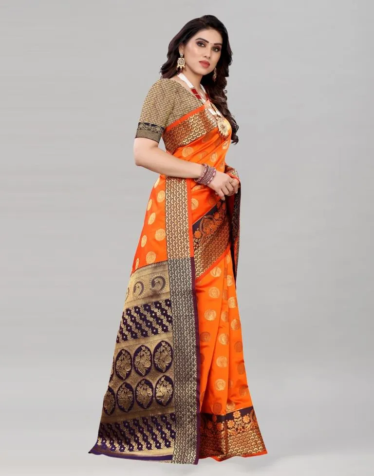 Orange Banarasi Saree