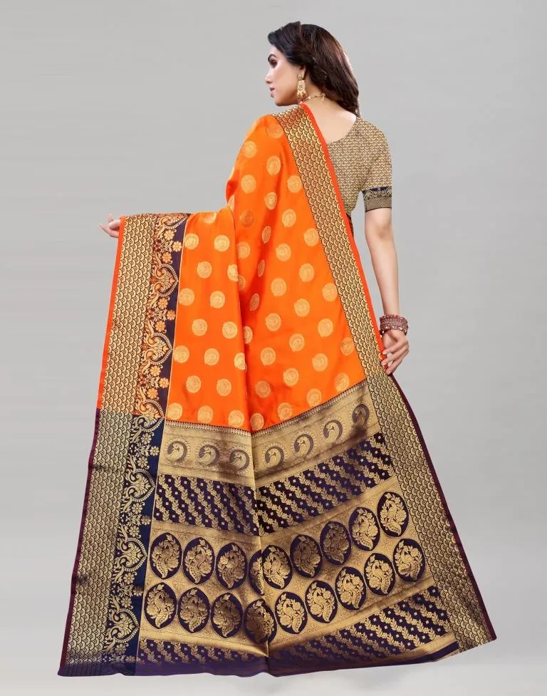 Orange Banarasi Saree