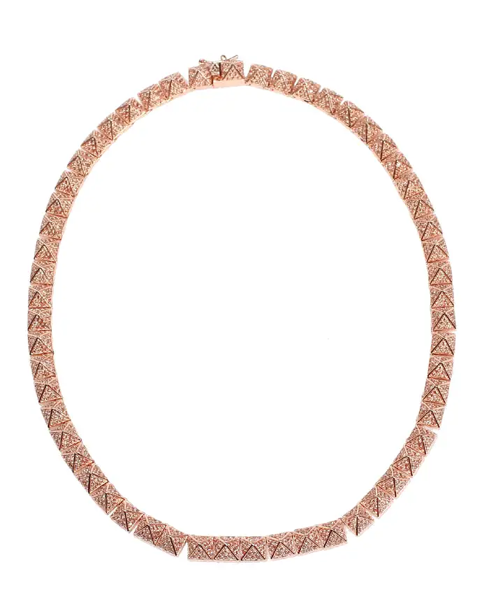 Pave Pyramid Necklace, Rose Gold