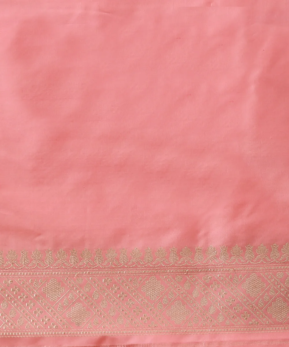 Peach Handloom Kadhwa Pure Katan Silk Banarasi Saree