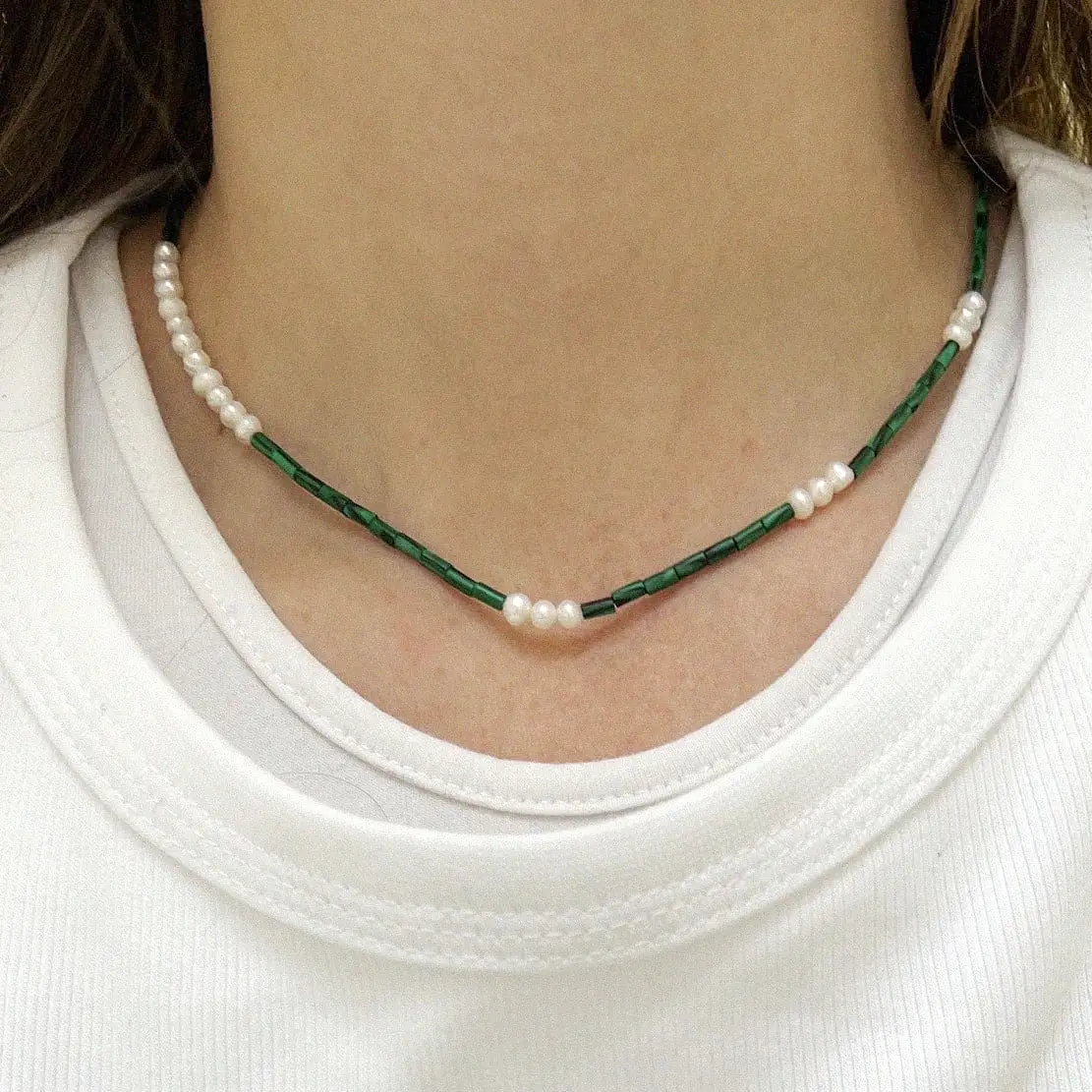 Pine Pearl Necklace, Green