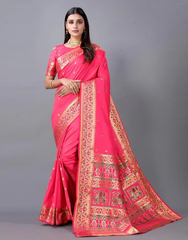 Pink Cotton Silk Saree