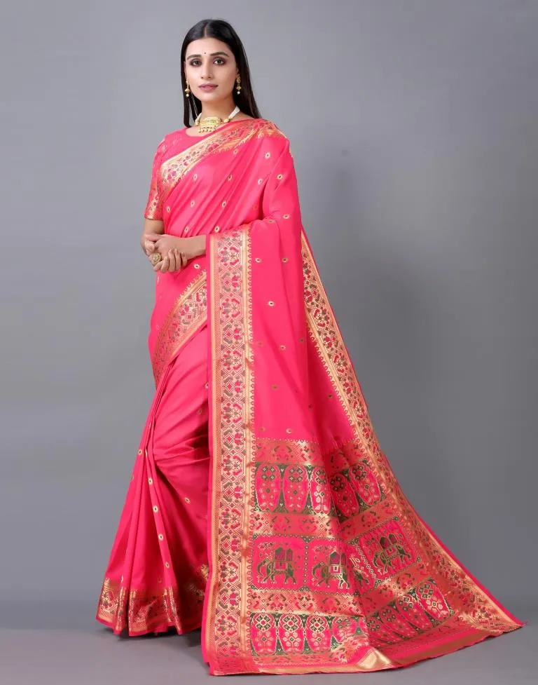 Pink Cotton Silk Saree