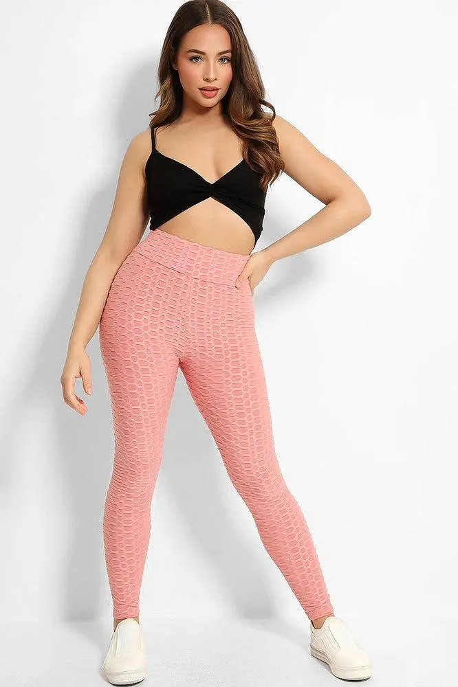 Pink High Waisted Anti-Cellulite Leggings