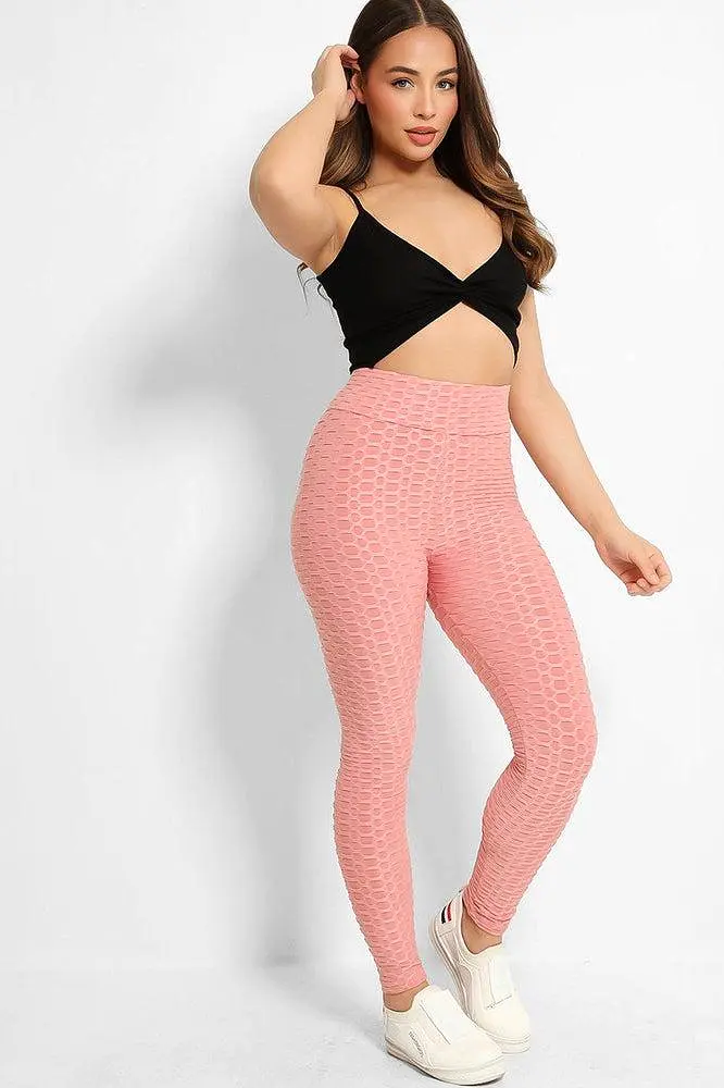 Pink High Waisted Anti-Cellulite Leggings