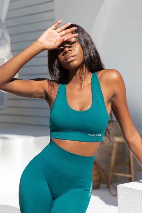 PINKFLEX SEAMLESS CROP TOP - EMERALD GREEN