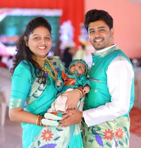 Premium paithani saree and Baby boy set- premium sea green Angarkha kurta pant kamarpatta set