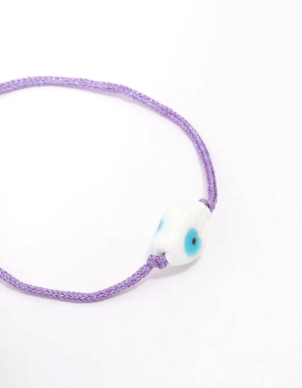 Purple Fabric Evil Eye Toggle Bracelet