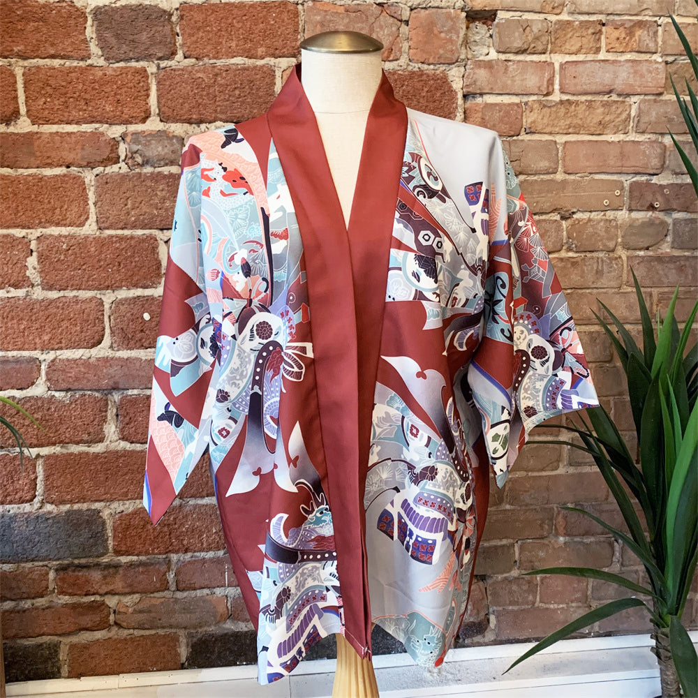 Red and White Kimono Shirt | Anime Kimono