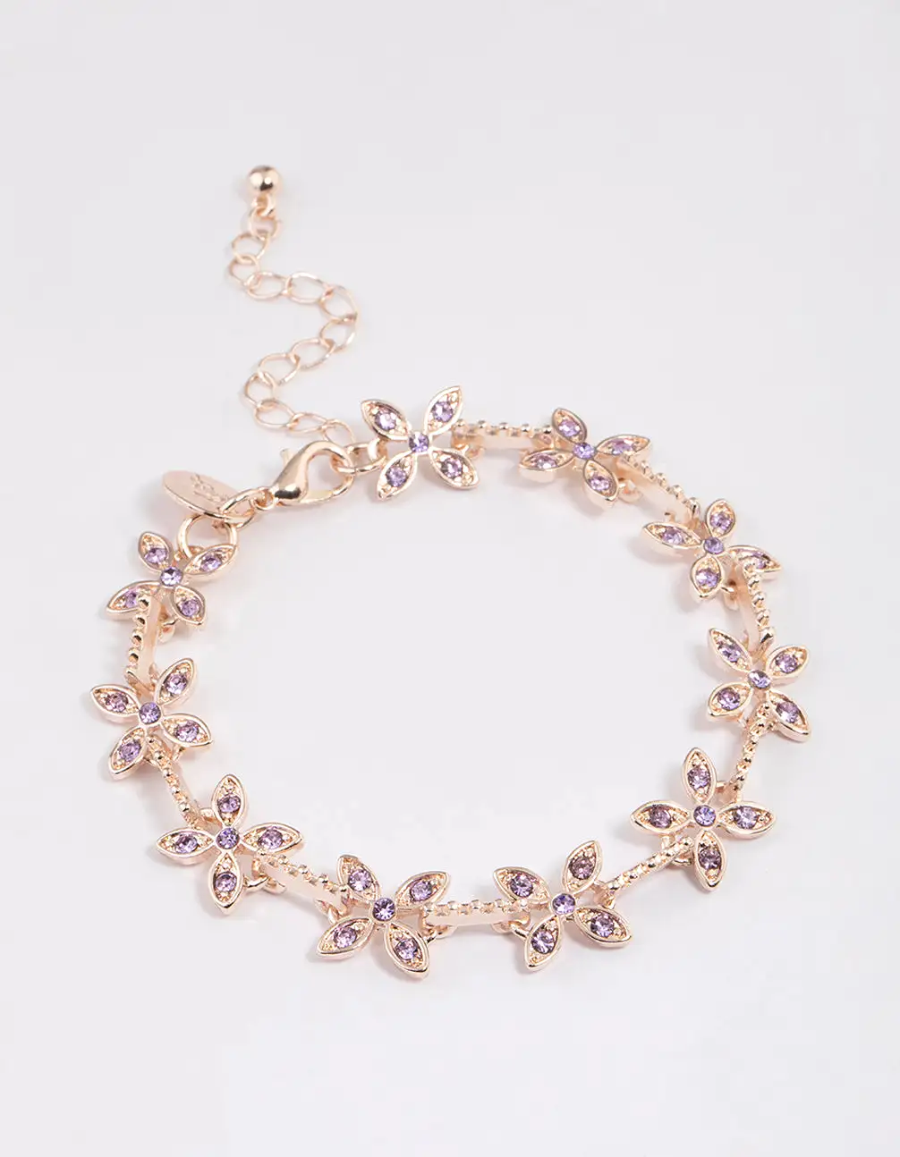 Rose Gold Diamante Flower Bracelet