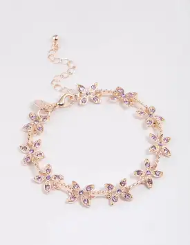 Rose Gold Diamante Flower Bracelet