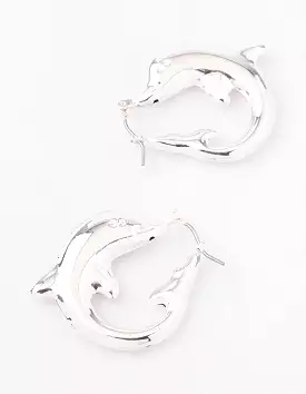 Silver Dolphin Hoop Earrings