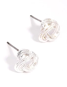 Silver Rope Knotted Stud Earrings