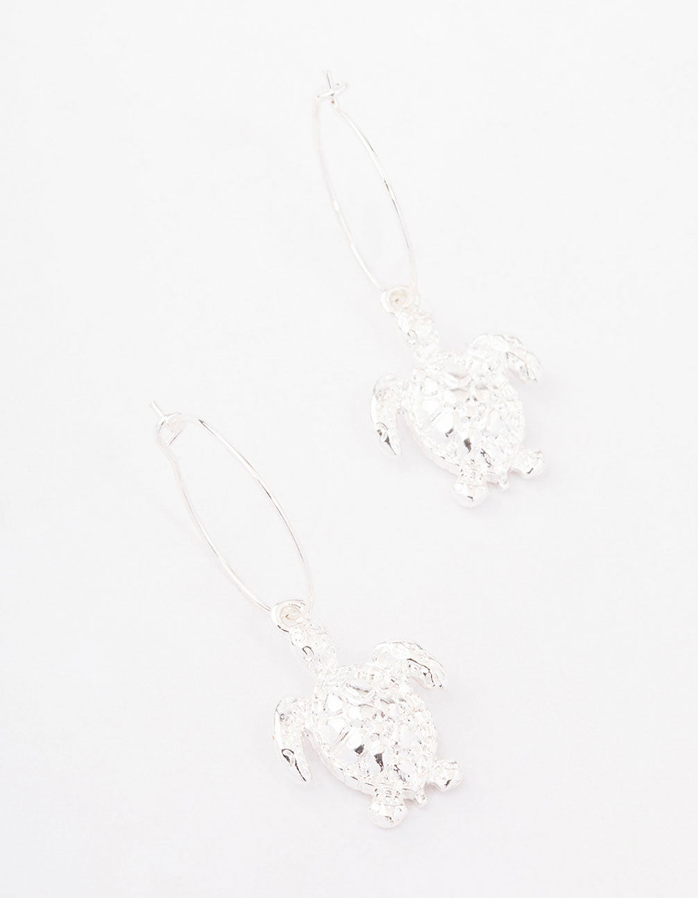 Silver Turtle Hoop Earrings