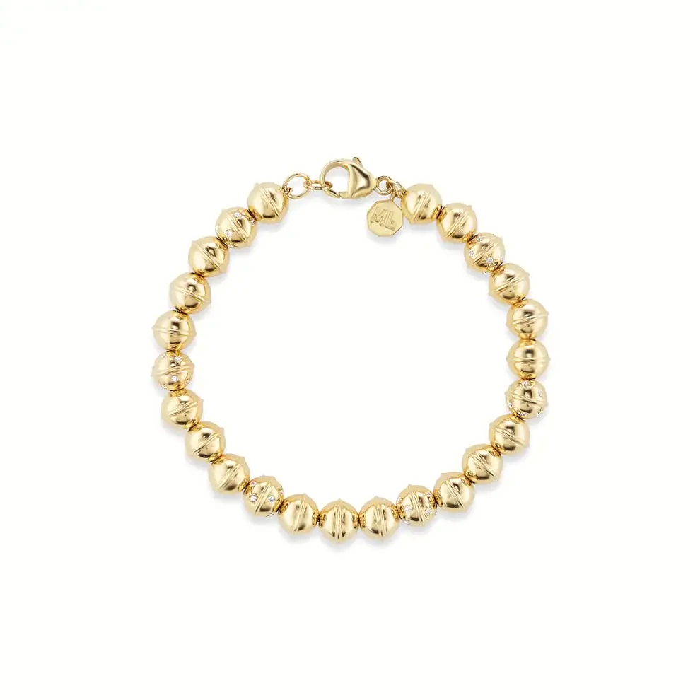 Squash Bead Bracelet - Yellow Gold