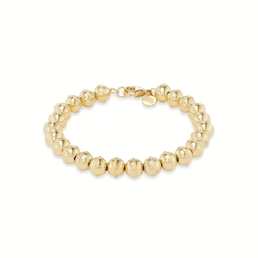 Squash Bead Bracelet - Yellow Gold