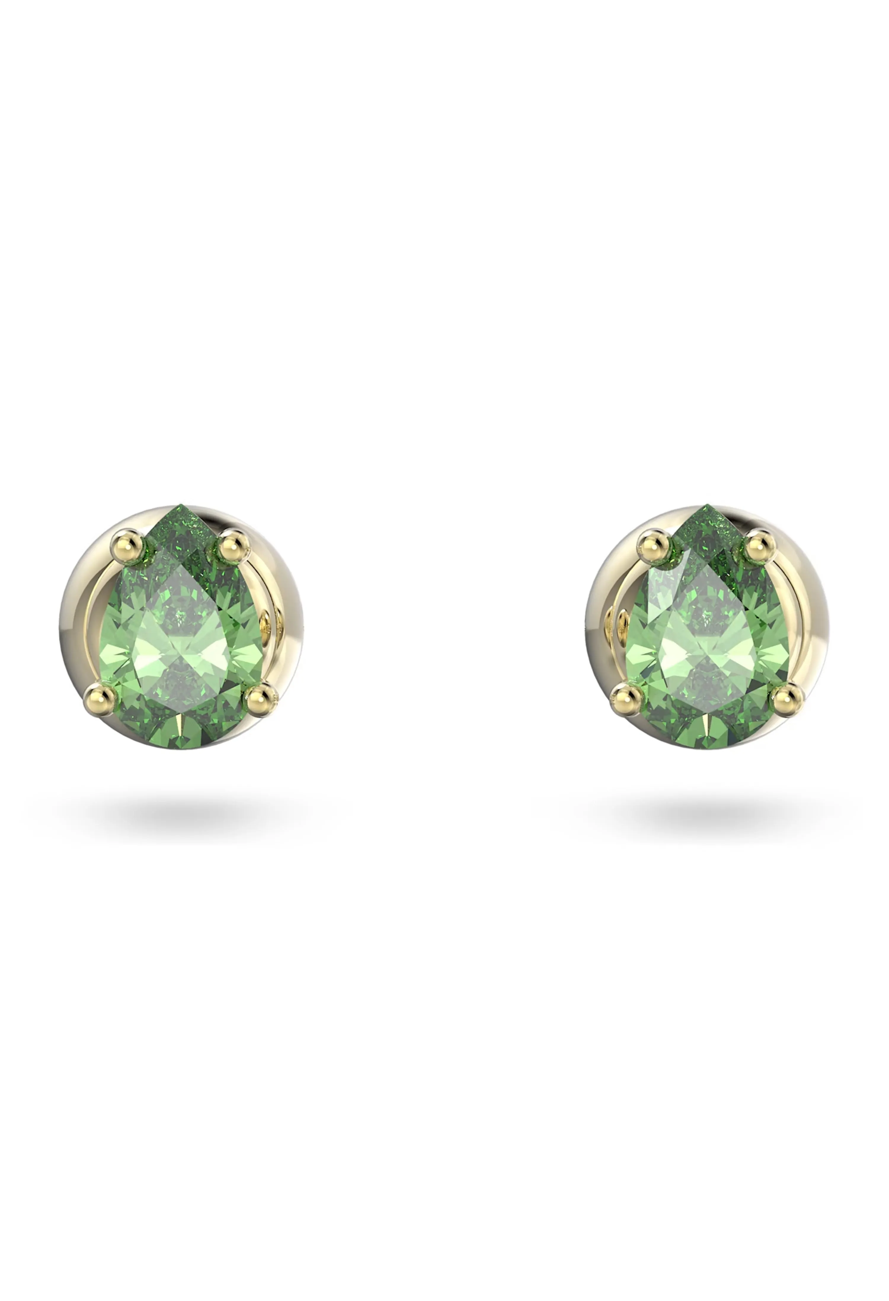 Swarovski Stilla Green Pear Cut Stud Earrings Gold Plated