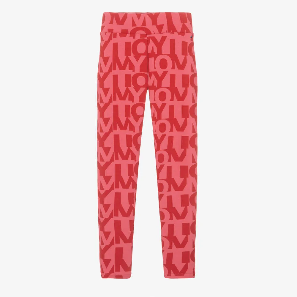 Teen Girls Pink Cotton Logo Leggings