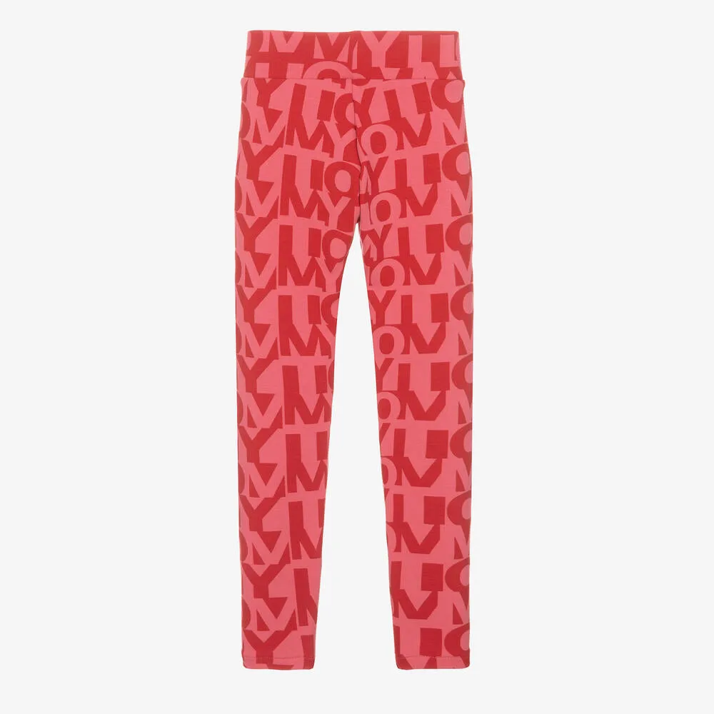 Teen Girls Pink Cotton Logo Leggings