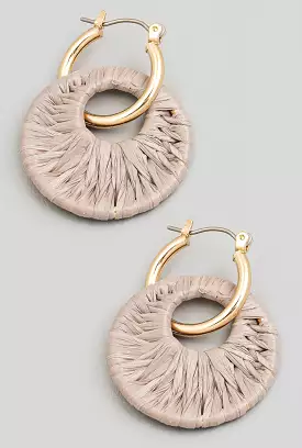 Tina Raffia Two Drop Earrings  Taupe