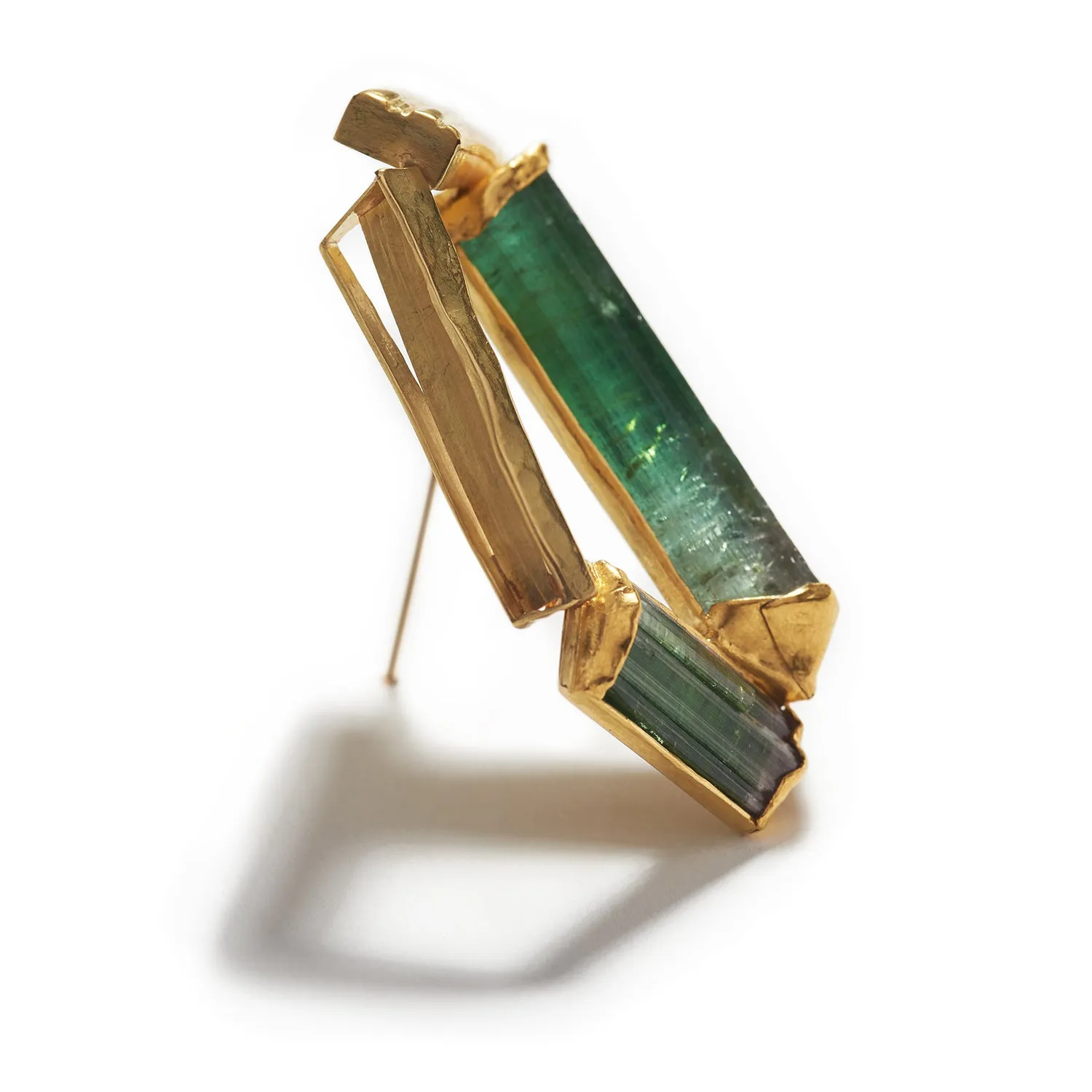 Tourmaline Brooch with Gold