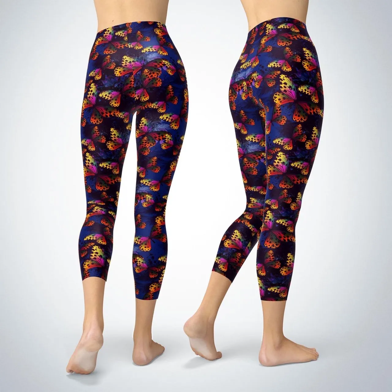 Tropical Butterflies Capri Soft Leggings