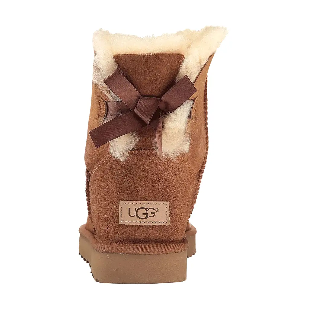 Ugg Australia Womens Boots Mini Bailey Bow II Casual Pull-On Ankle Suede - UK 4