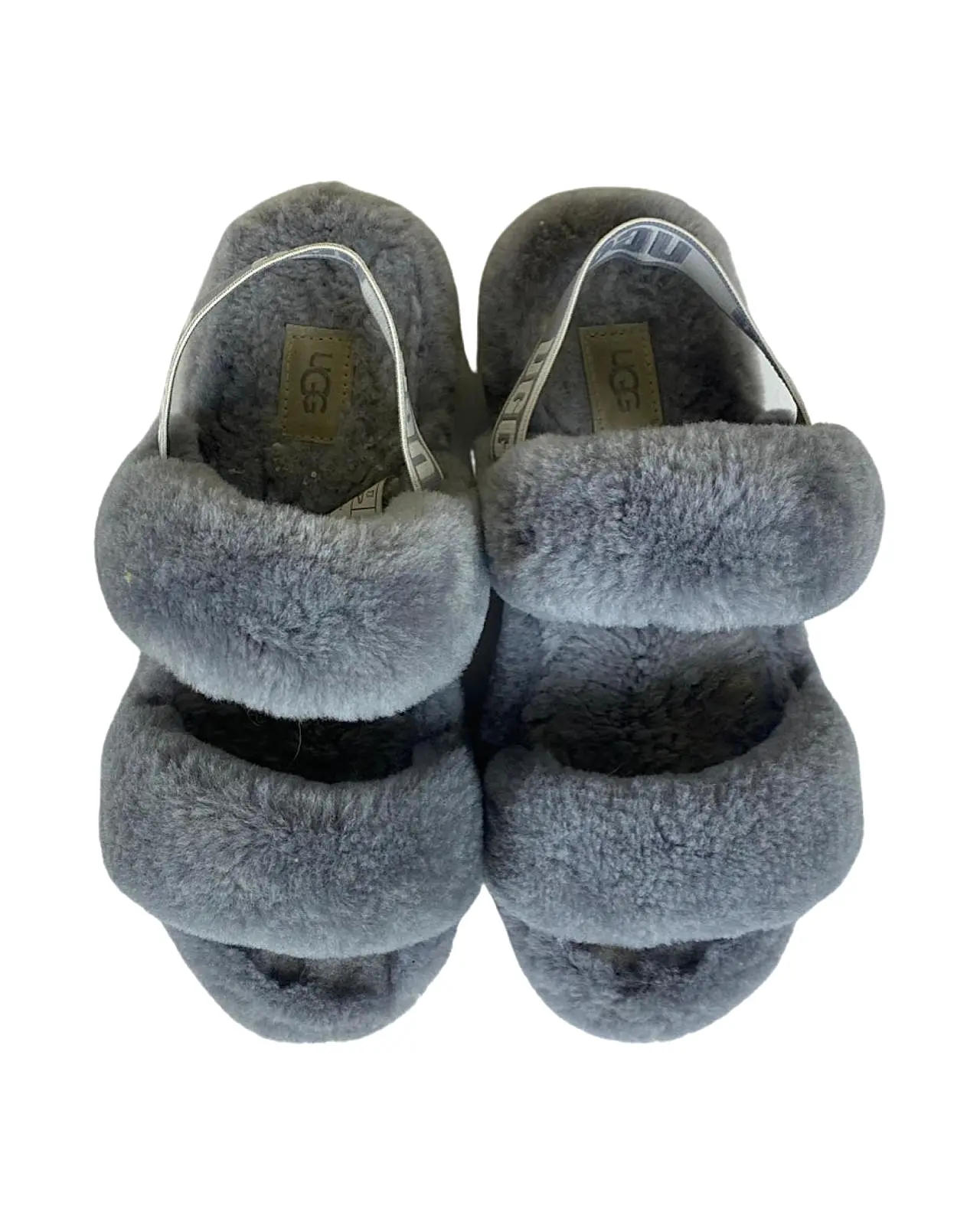 Ugg Oh Yeah Fluffy Double Strap Flat Sandals in Grey UK 5 | EU 38