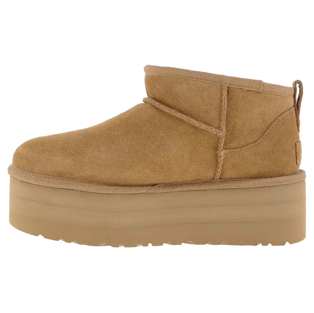 Ugg Womens Boots Classic Ultra Mini Platform Casual Slip-On Ankle Suede - UK 5