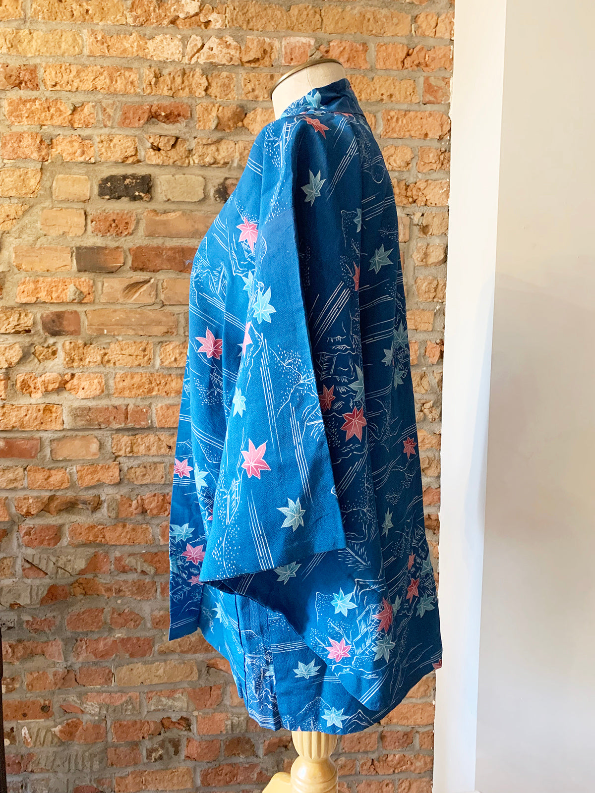 Vintage Haori/Kimono Blue leaves 1980s