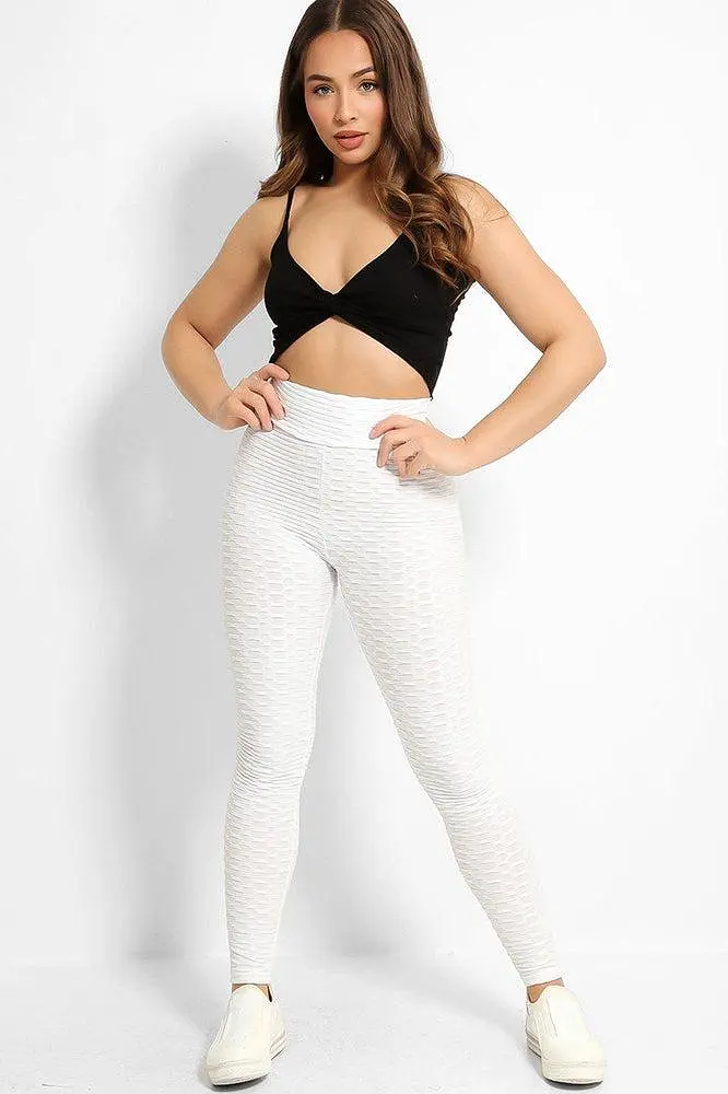 White High Waisted Anti-Cellulite Leggings