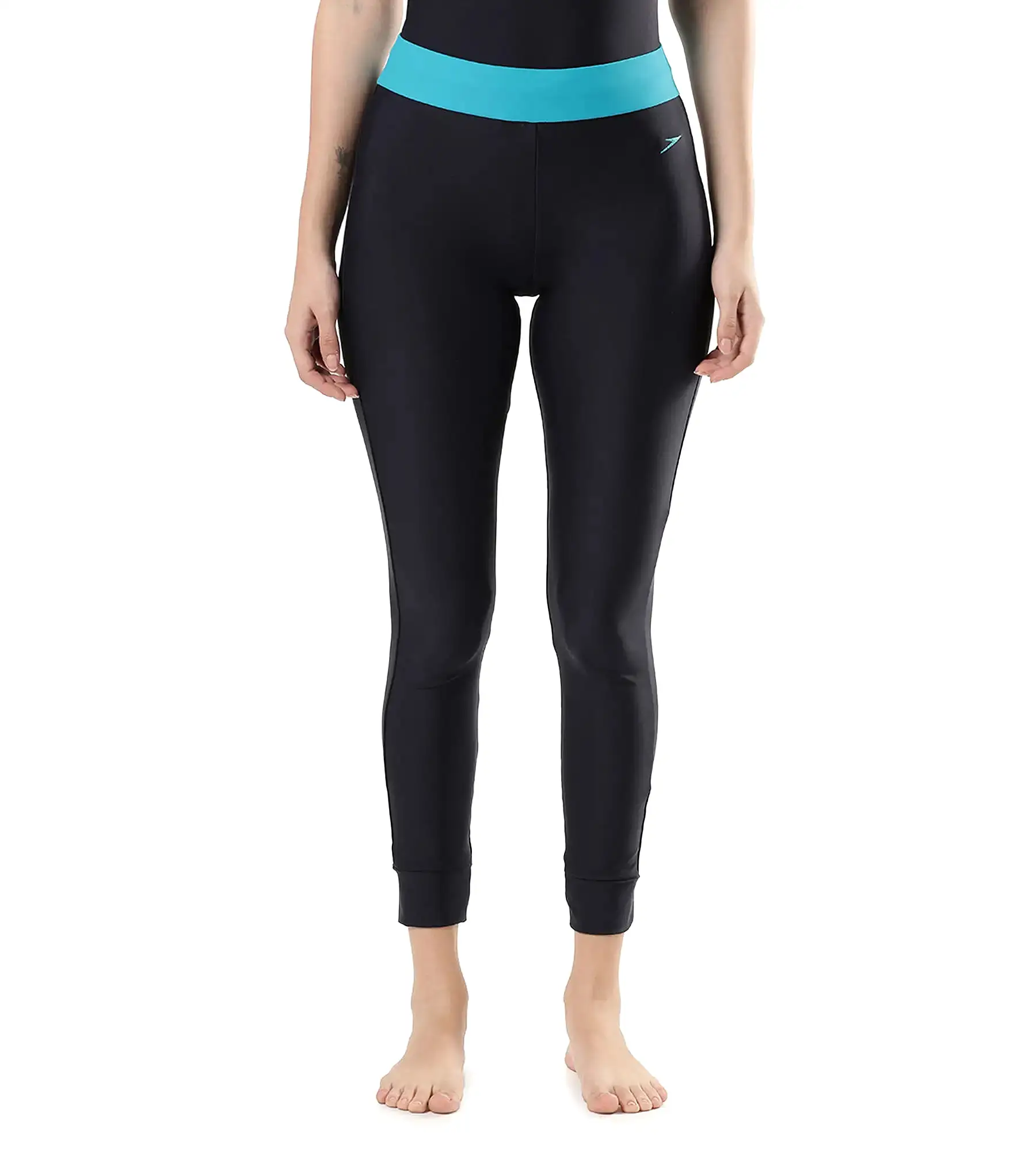 Women's Solid Contrast Leggings - True Navy & Aquarium