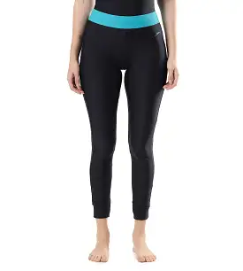 Women's Solid Contrast Leggings - True Navy & Aquarium