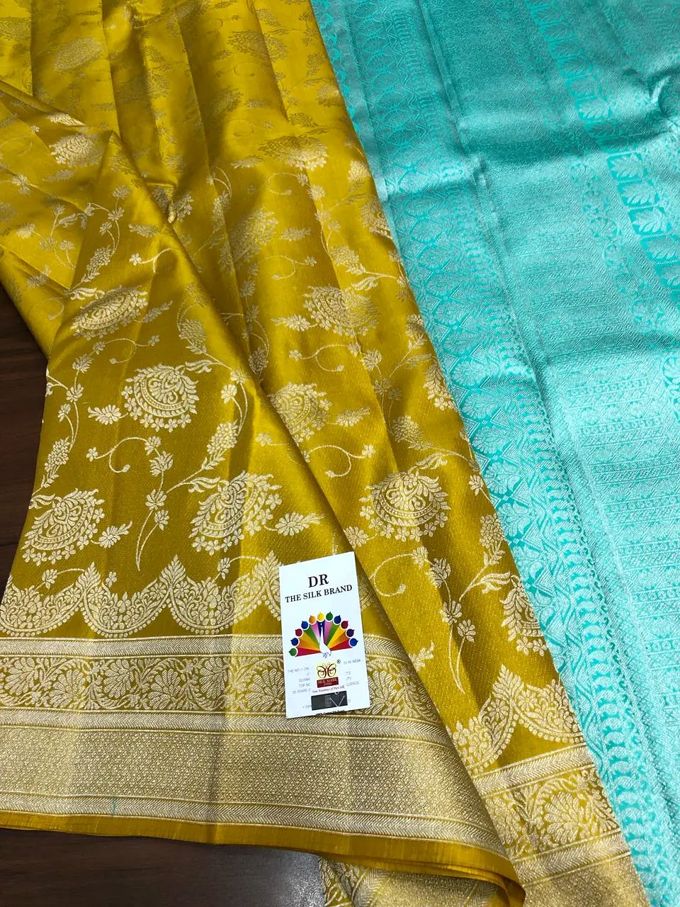 YELLOW AND FIROZI BLUE SHADE BRIDAL SPECIAL PRESENTING A PURE KANCHI HANDLOOM PATTU SILK SAREES WITH BROCADE ZARI WEAVINGS-PRIYA